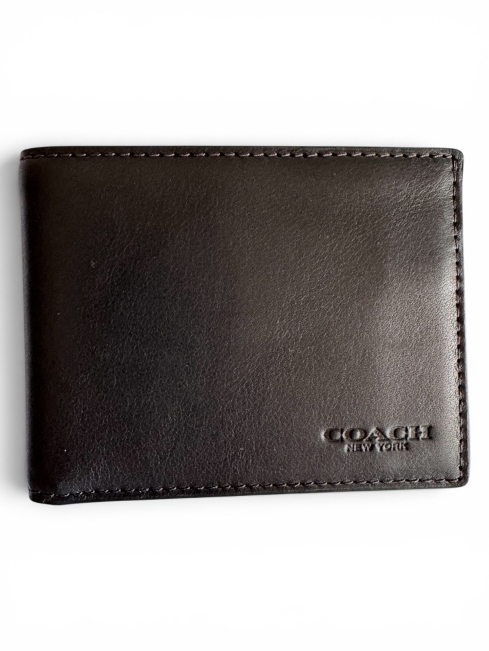 COACH Black Sport Calf Leather Bifold Wallet 6 Card Billfold NWT - Picture 2 of 8